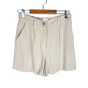 ASOS Linen Blend High Rise Shorts Size 6 Cream Summer Lightweight Minimalist